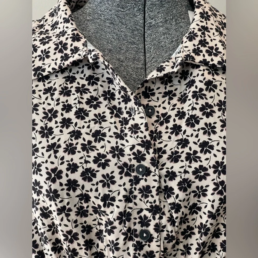 🆕Zara NWT girls size 10 boho style floral beige and‎ black pullover dress short